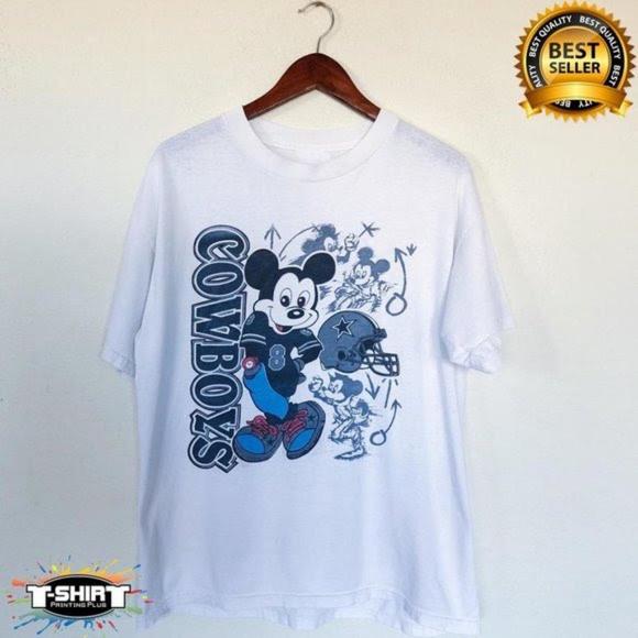 Gildan Tops - Retro Nfl Dallas Cowboys Mickey Mouse Shirt, American Sport Shirt